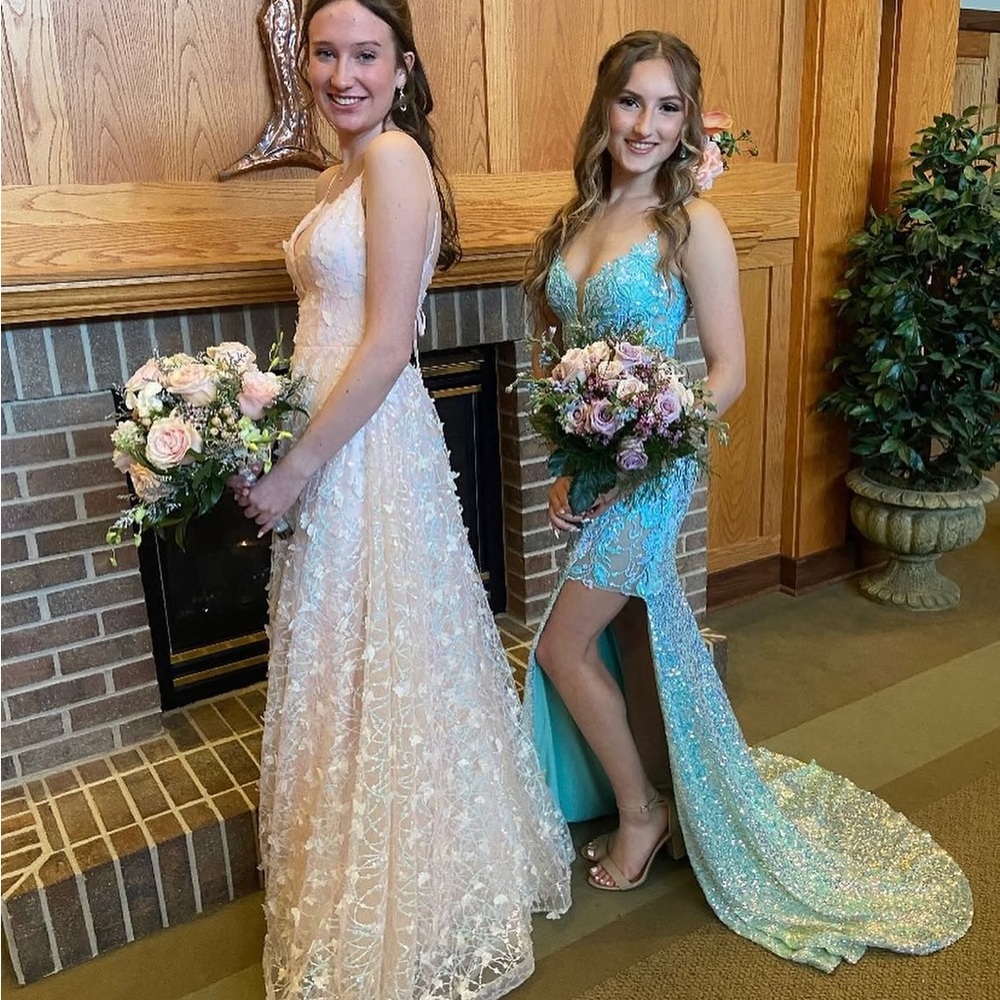 Jovani Aqua Sequin Dress